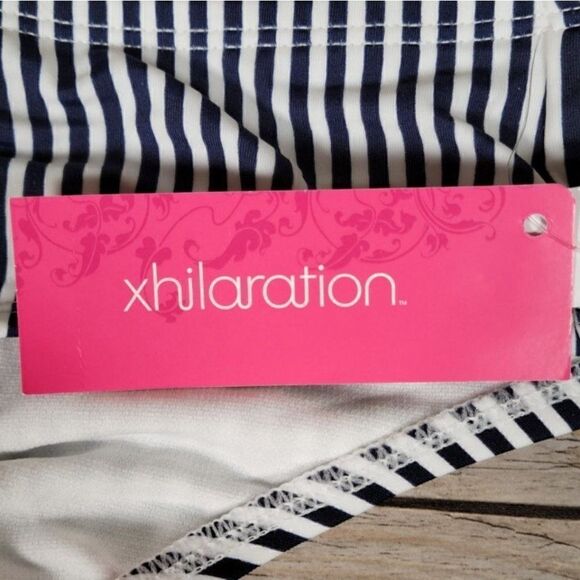 Xhilaration Juniors' Blue Stripe Cheeky Bikini Bottom Sz L - Picture 10 of 12